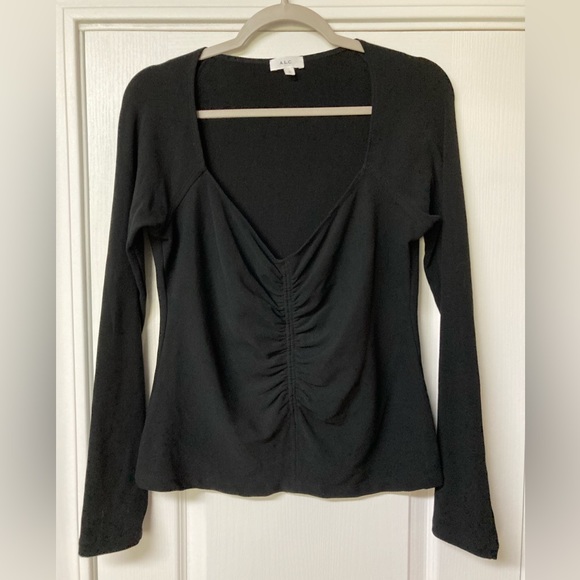 A. L. C. Black Long Sleeve Cotton Spandex Top EUC - Picture 1 of 6